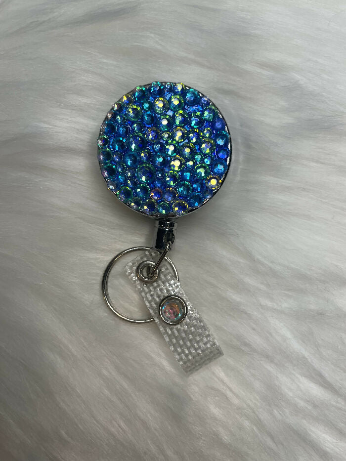 Rhinestone Badge Reel, Blue (Color Shift)