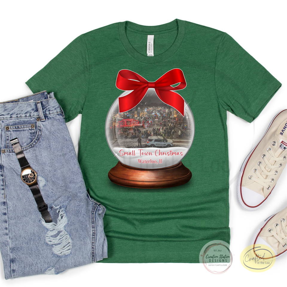 Small Town Christmas Snow Globe  - Waterloo, IL Shirt