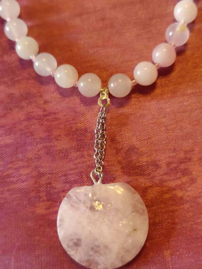 N #414 REAL ROSE QUARTZ 19-1/2 inch