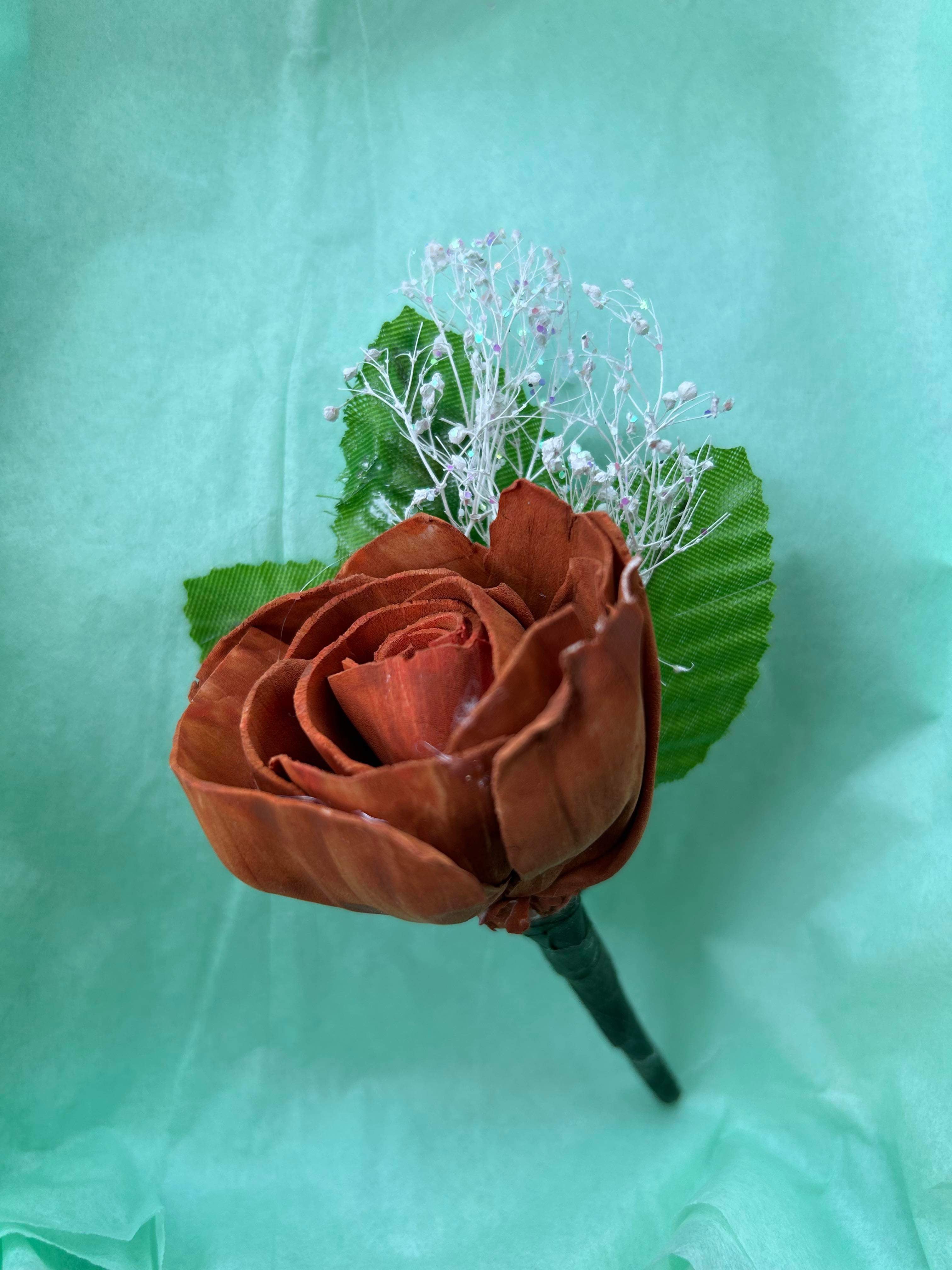 Boutonnière - Magnetic Backing - Elegant Sola Wood Flower - Choose Flower Color