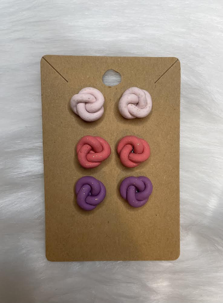 Knotted Polymer Clay Earrings - 3pk