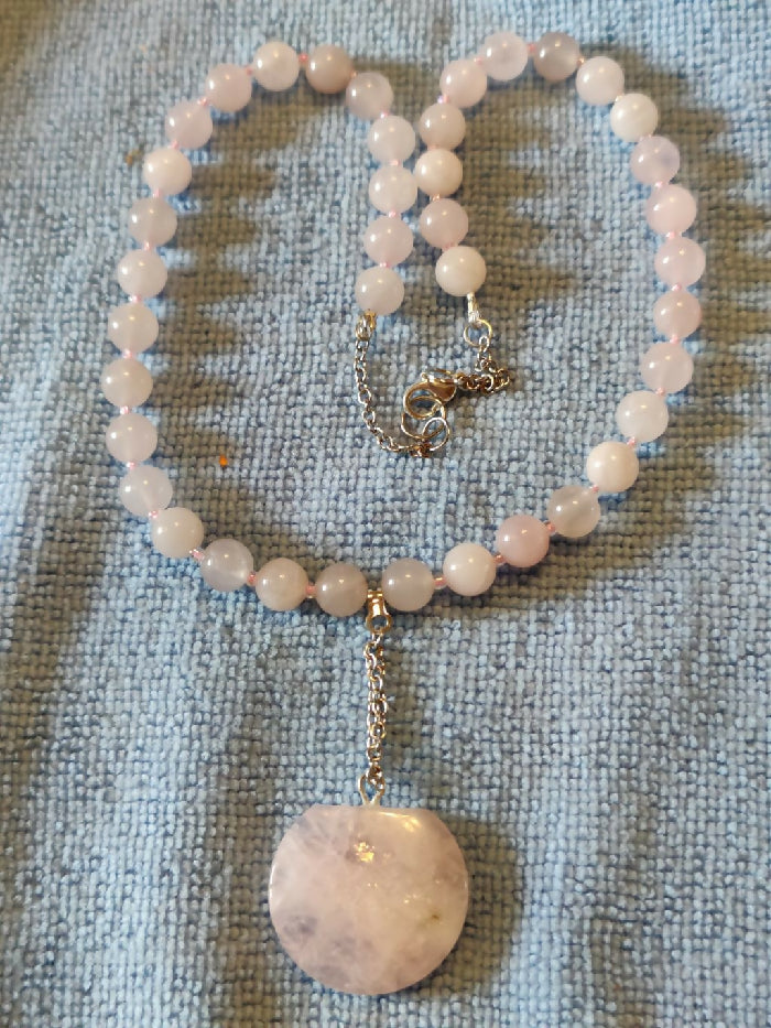 N #414 REAL ROSE QUARTZ 19-1/2 inch