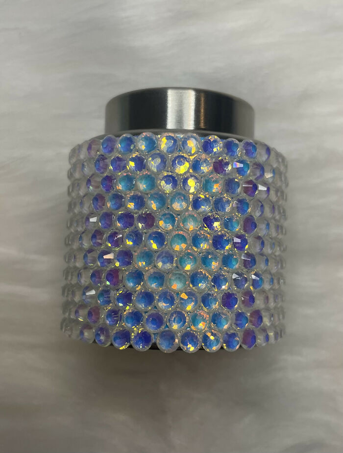 Rhinestone Wine Bottle Stopper, Honeycomb - White (Color Shift)