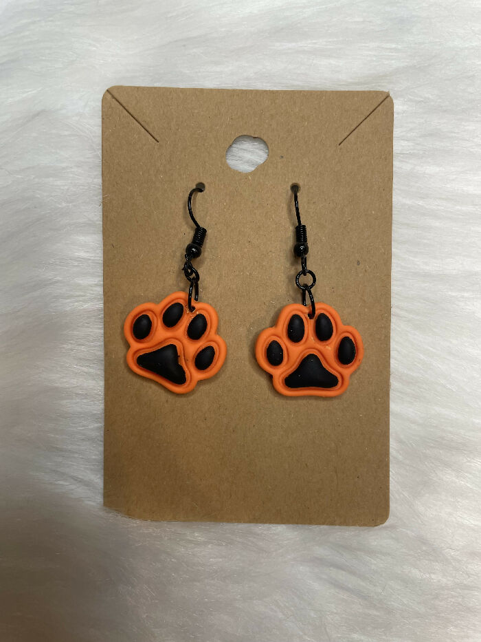 Bulldog Paw Print Polymer Clay Earrings