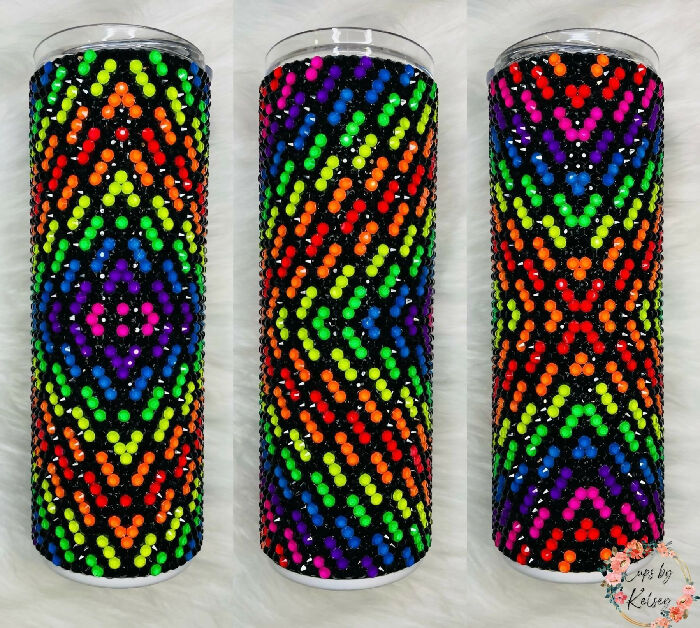 Rhinestone Tumbler, 20oz - Neon Tie Dye