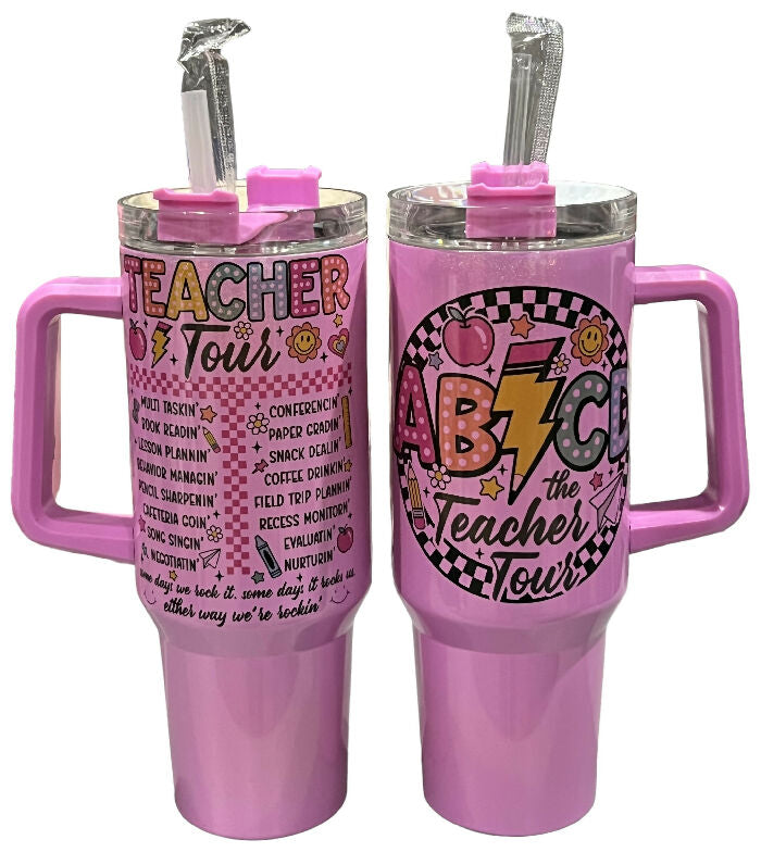 ABCD teacher SHIMMER - purple - 40 oz quencher tumbler