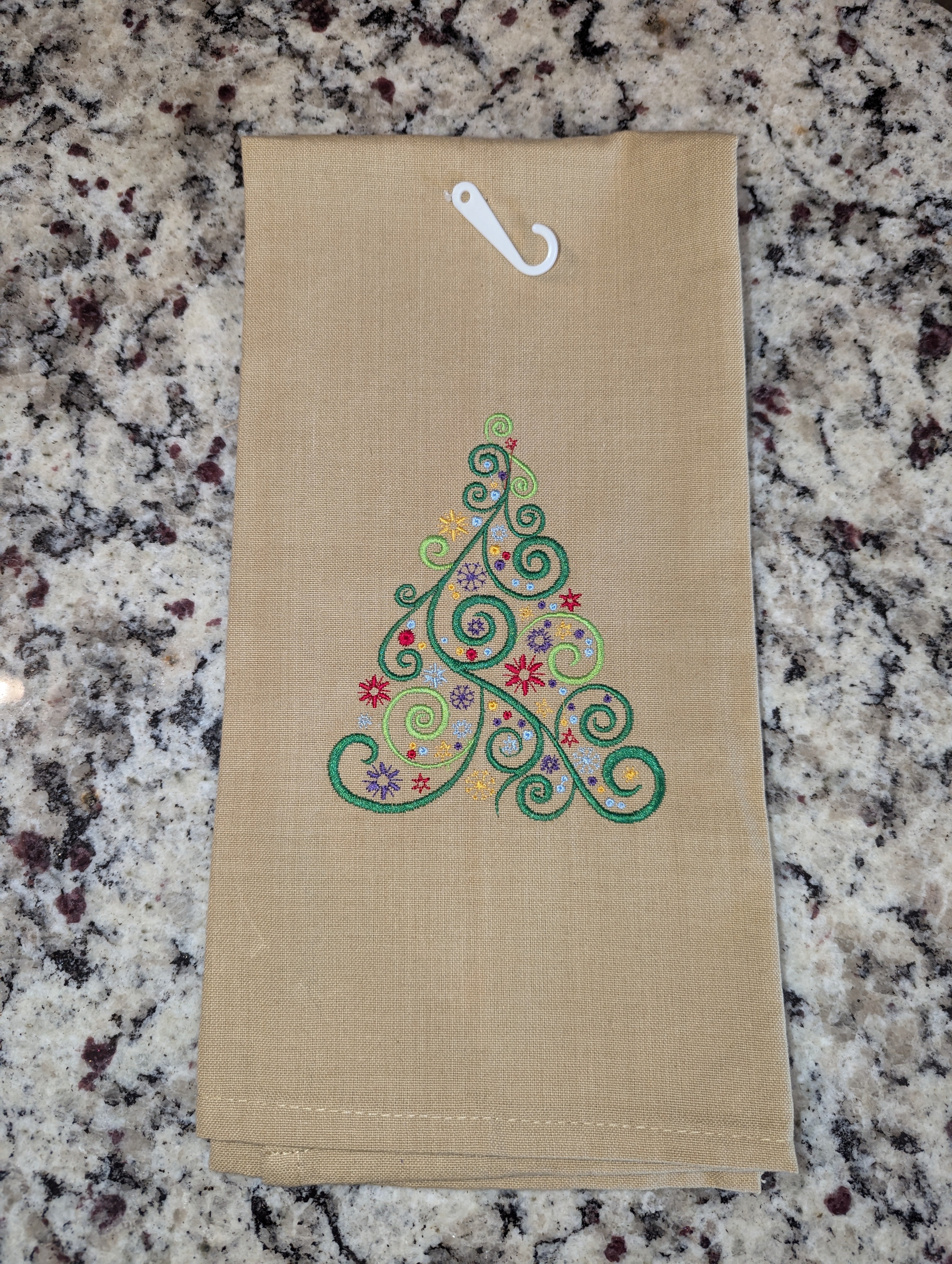 Swirly Christmas Tree Tea Towel