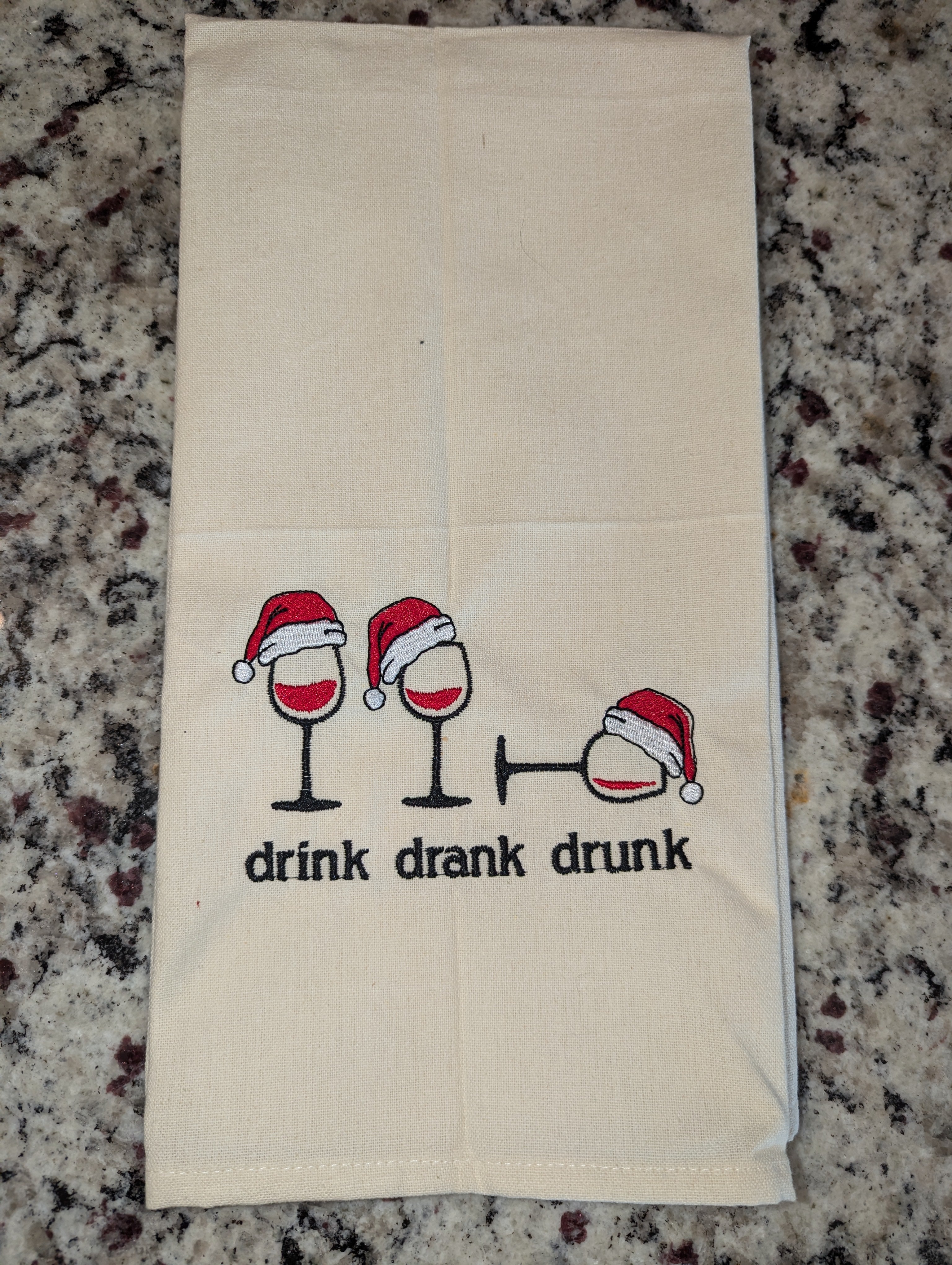 Drink Drank Drunk Christmas Tea Towel