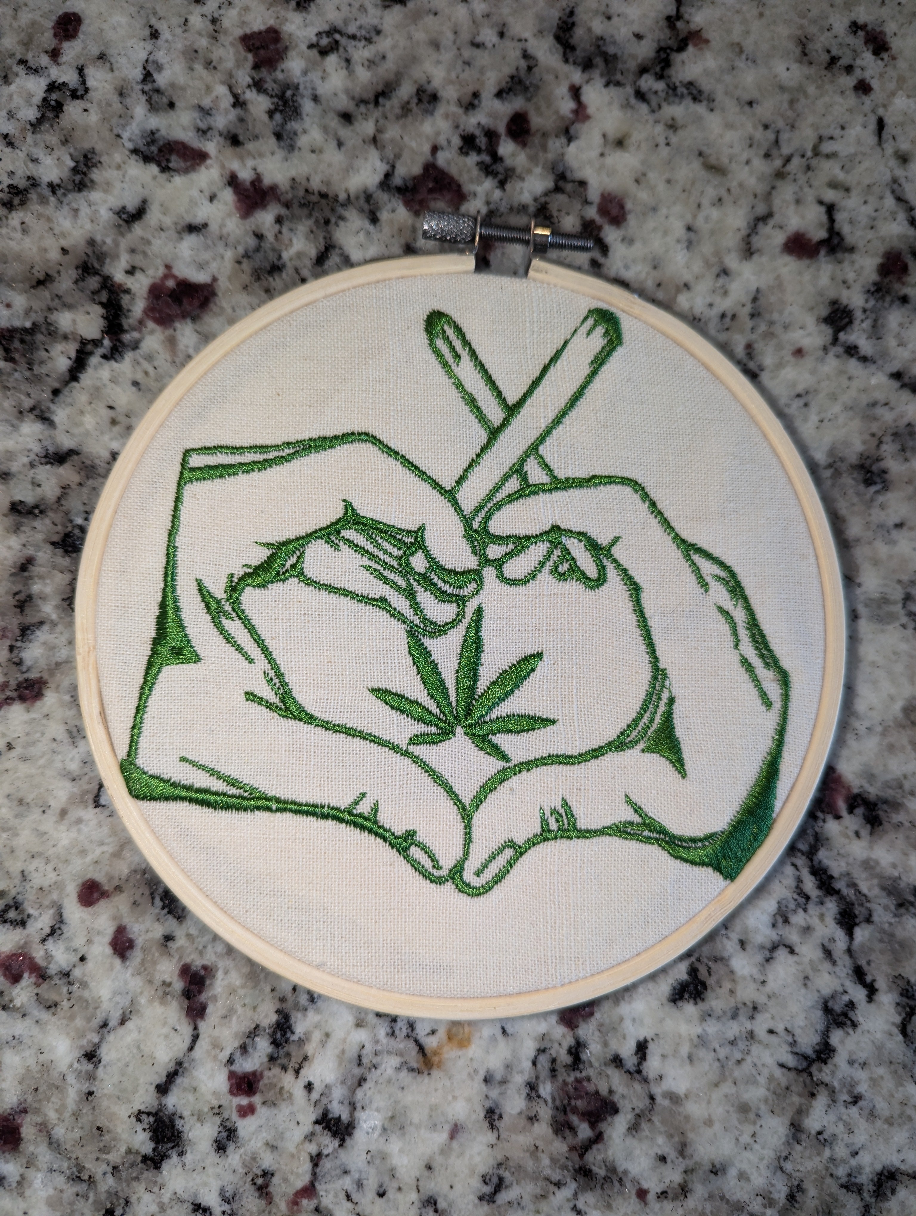 Joint Heart Hands Embroidered Wall Hanger