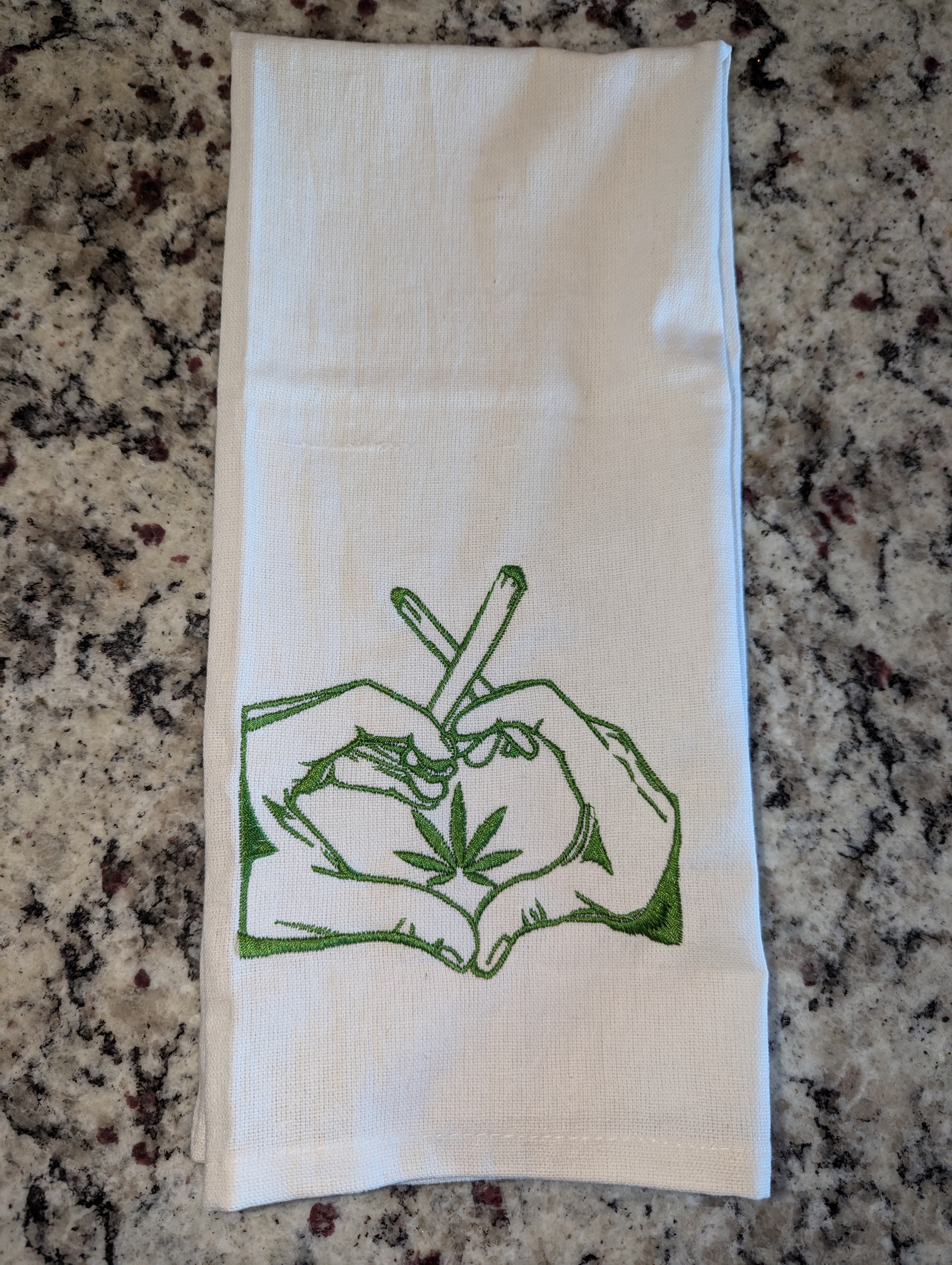 Joint Heart Hands Embroidered Kitchen Towel