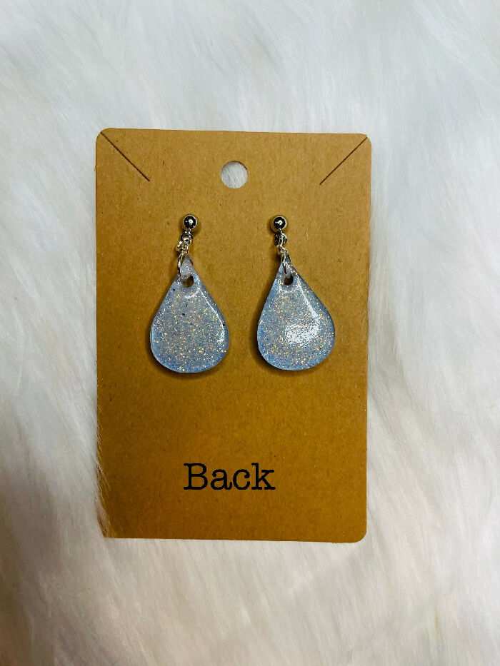 Silver Tear Drop Rhinestone Earrings