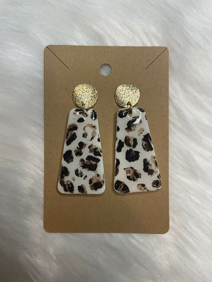 Leopard Print Polymer Clay Earrings