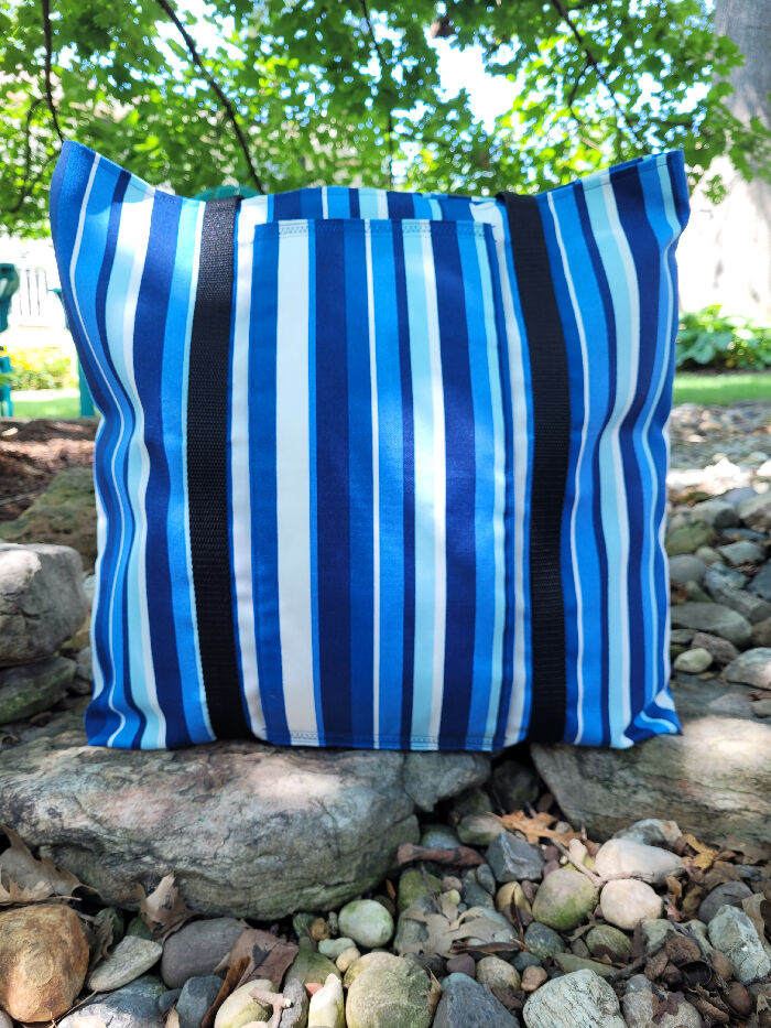 Blue Striped Beach Bag