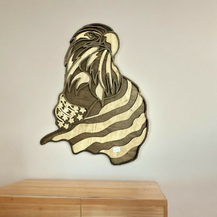 Large Eagle with Flag Wall Plaque