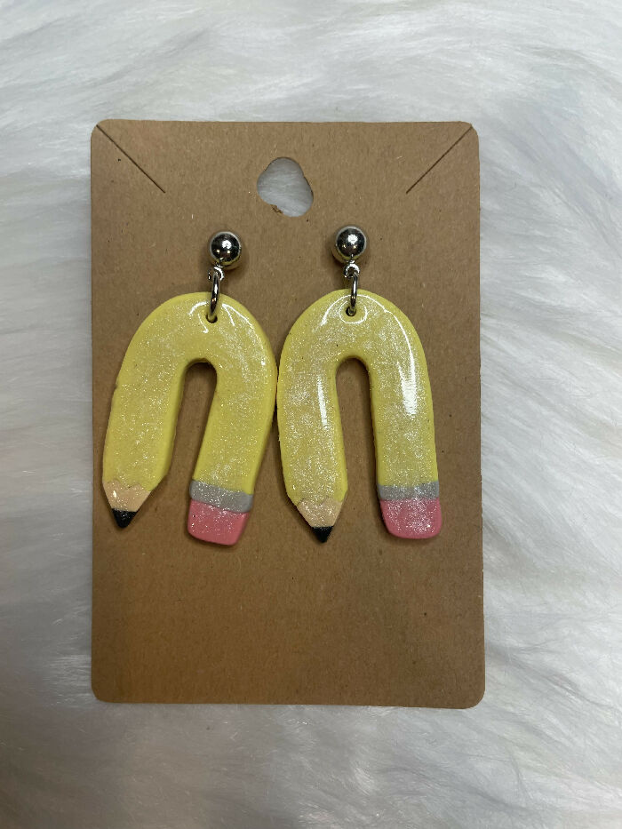 Glitter Pencil Polymer Clay Earrings