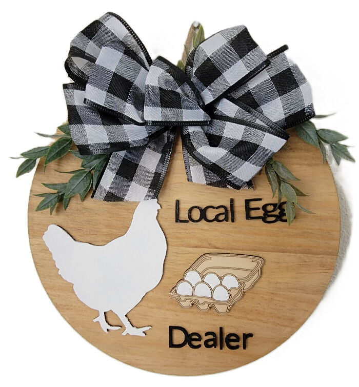 Black and White Local Egg Dealer Door Hanger