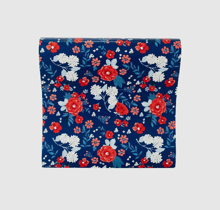 Blue floral table runner