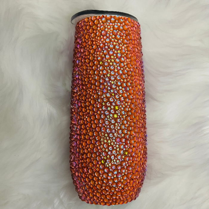 14oz Coral Rhinestone Tumbler