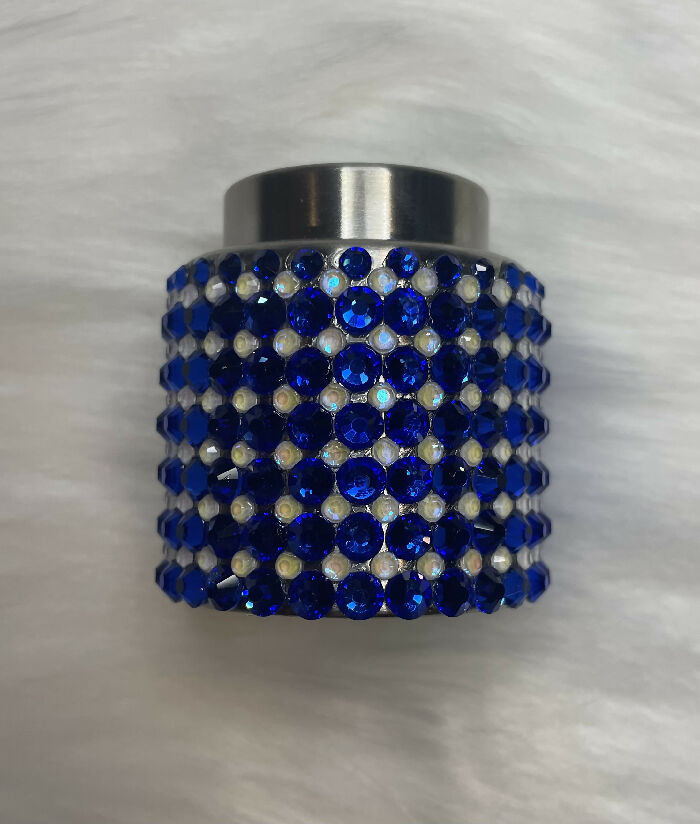 Rhinestone Wine Bottle Stopper, Royal Blue and White