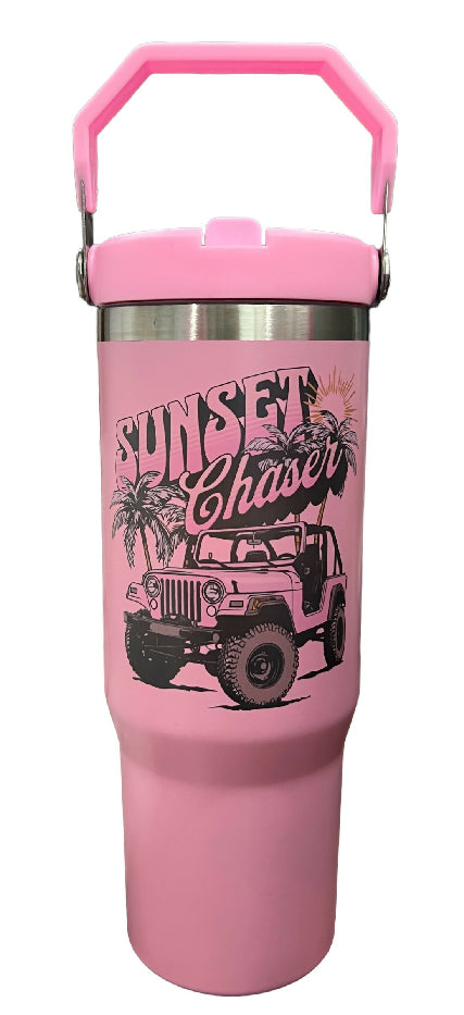 Sunset Chaser 30 oz light pink sports tumbler