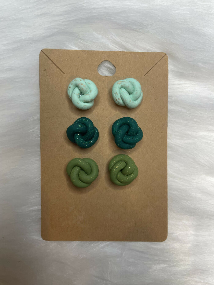 Knotted Polymer Clay Earrings - 3pk