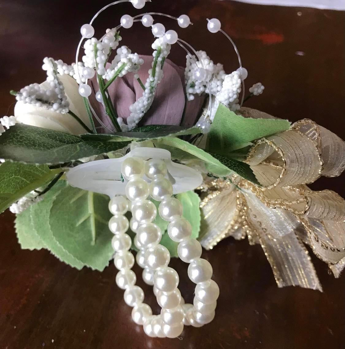 Elegant Sola Wood Flower Corsage - Choose Flower & Ribbon Color