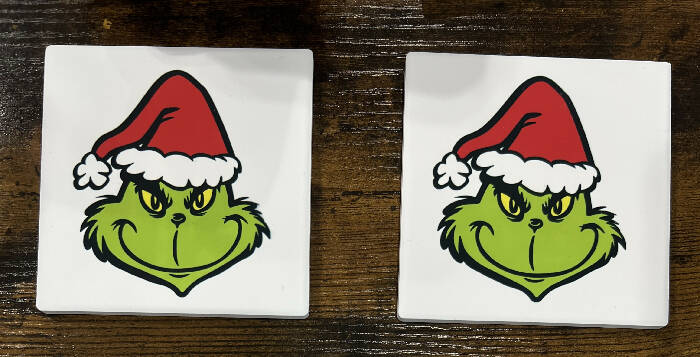 Grinch face coaster