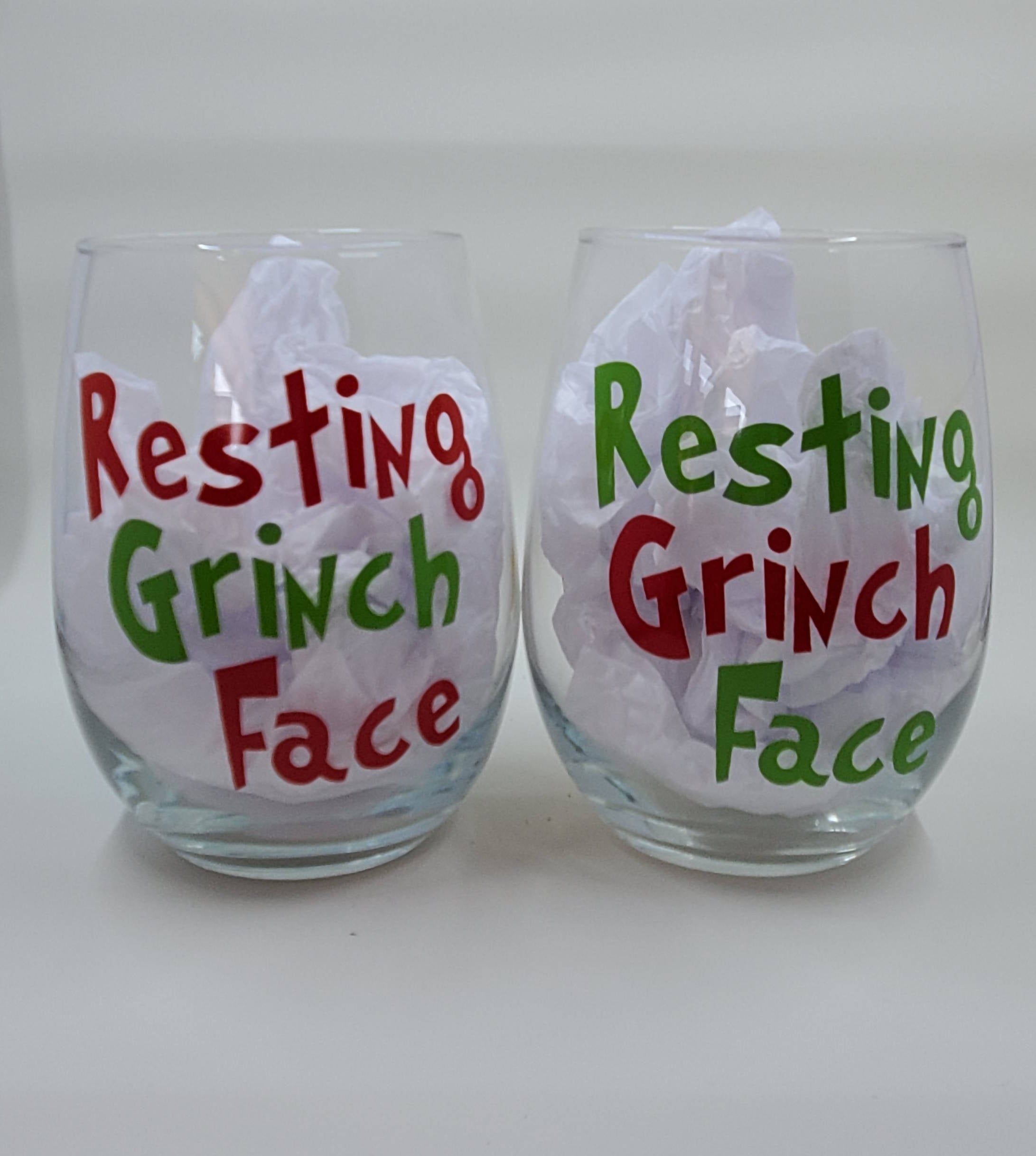 Resting Grinch Face Wine Glass