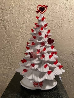 Valentine's Day ceramic lighted tree - 9 1/2 inch