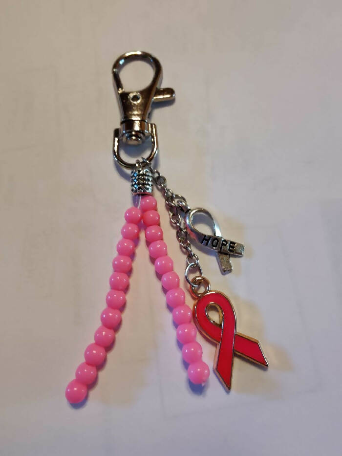 MBK #017 Cancer Breast Acrylic Opaque Pink 2 Ribbons