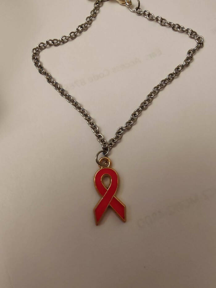 MCB #005 Stainless Steel Chain 7-1/2 in. Cancer Ribbon