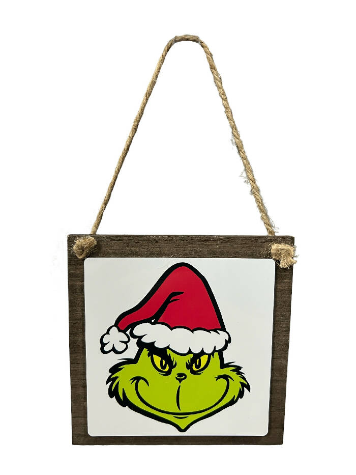 Grinch face ornament/sign