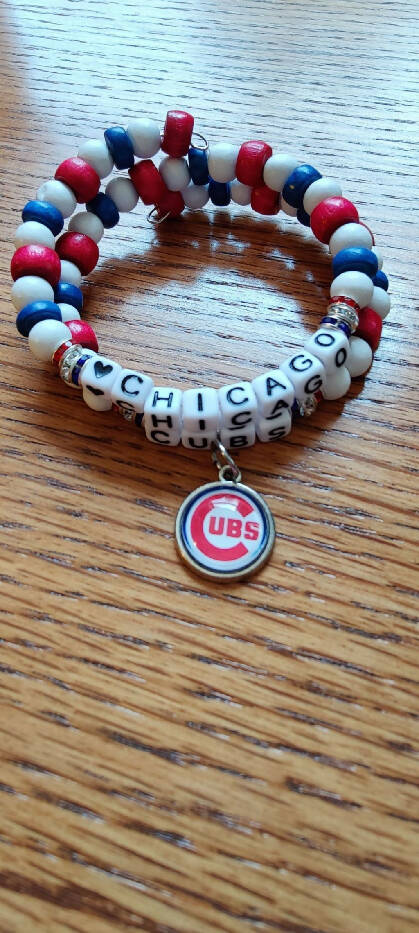 CUBT #501Baseball Memory wire, wood beads