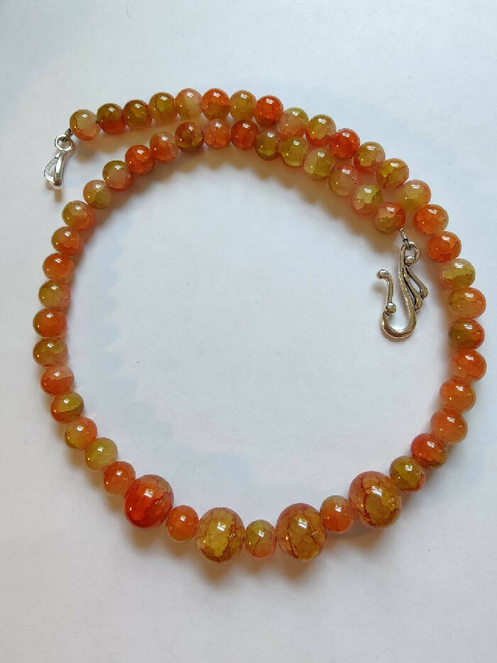 N #346 Carnelian Citrine Glass Duo Beads 19-1/2 inch