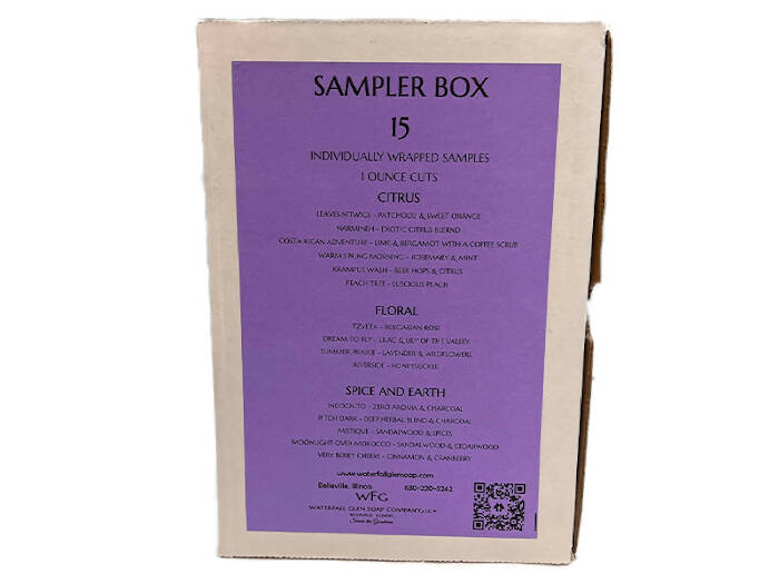 Soap Sampler box of 15 vegan soap varieties