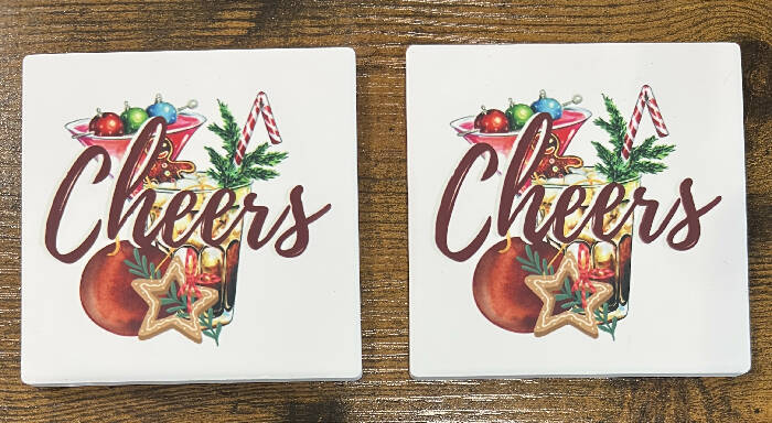 Cheers Christmas cocktails coaster