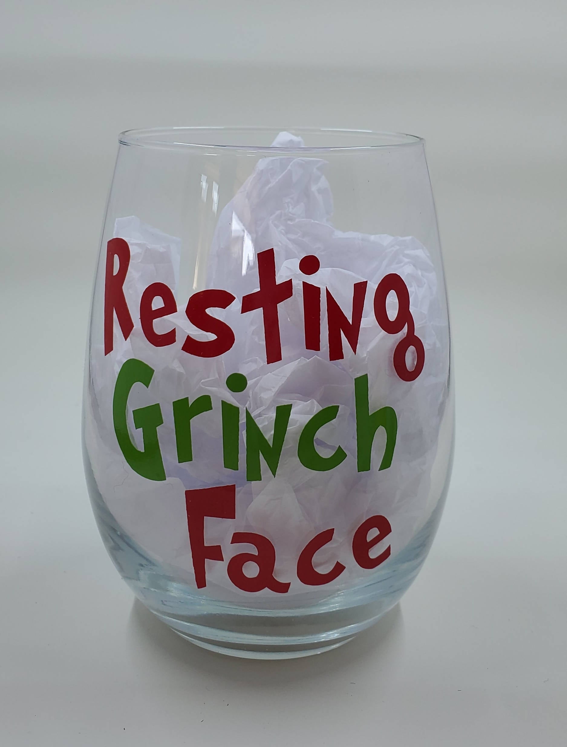 Resting Grinch Face Wine Glass