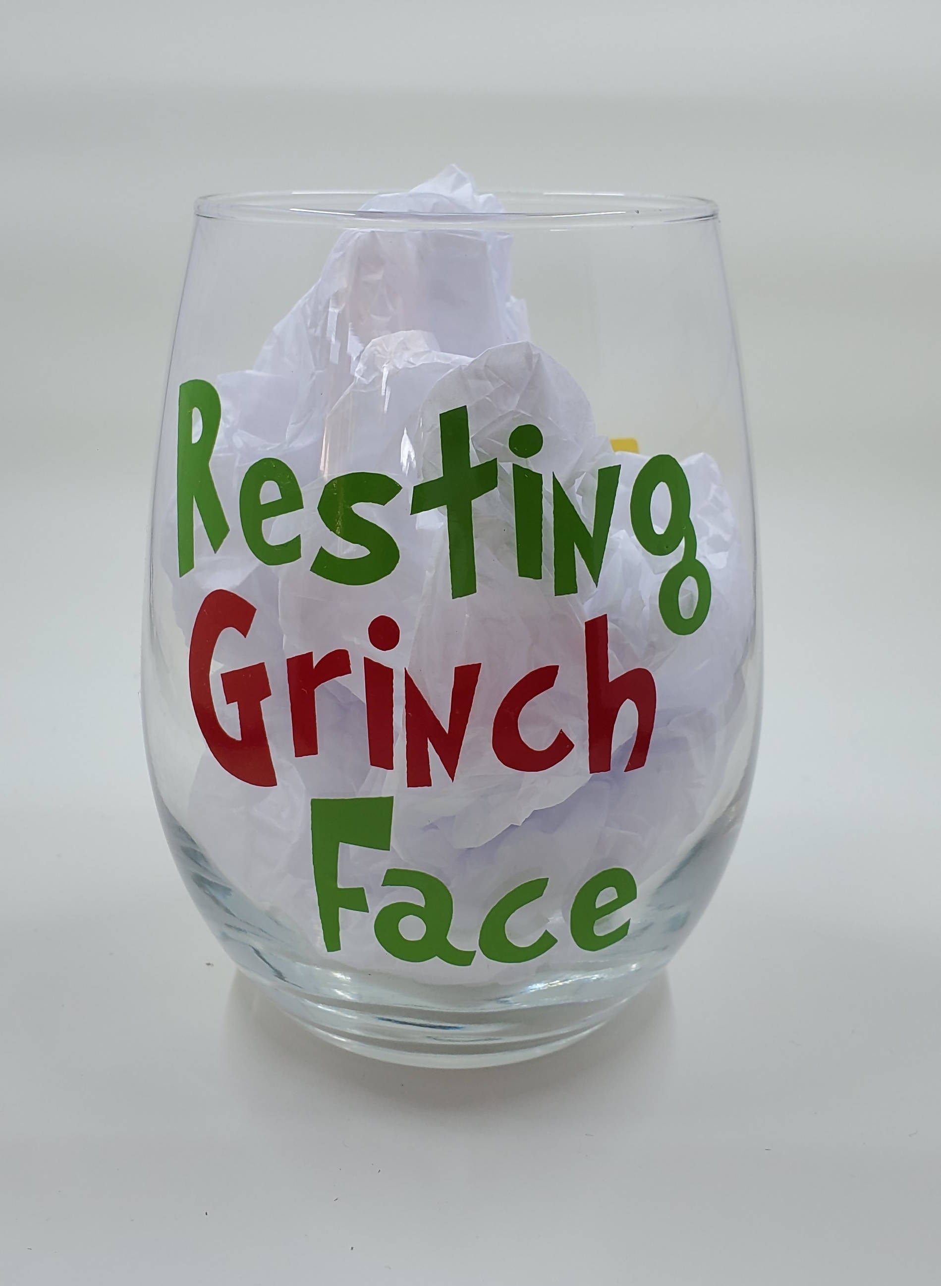 Resting Grinch Face Wine Glass