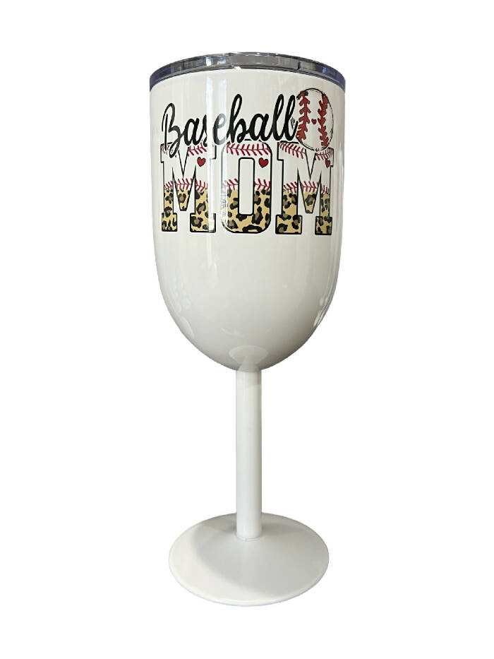 Baseball mom stemmed wine tumbler