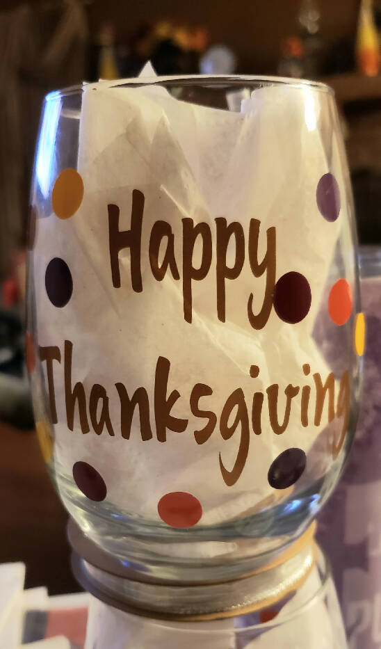 Happy Thanksgiving Wine Glass