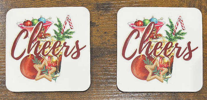 Cheers Christmas cocktails coaster