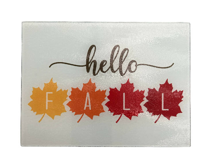 Hello Fall cutting board